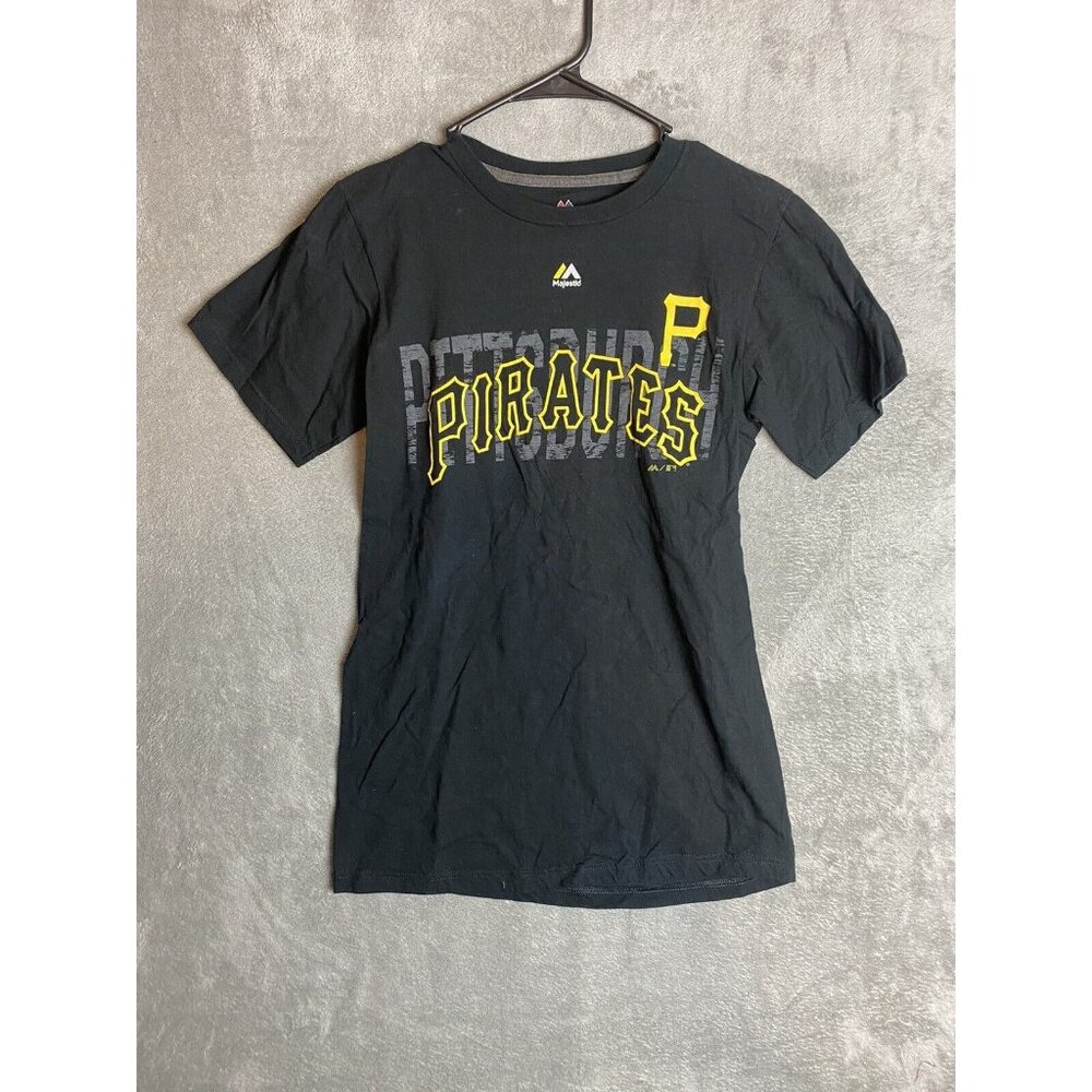 Majestic Mens Small Black Pittsburgh Pirates Short Sleeve Shirt